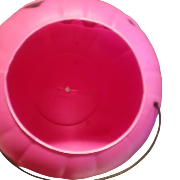 Vtg General Foam Pink Plastic Pumpkin Trick or Treat Candy Bucket Made in US - Picture 4 of 5